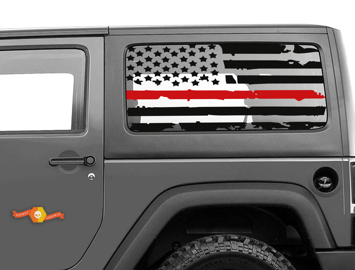 Abgenutzter USA-Fahnen-Hardtop-Fenster-Vinylaufkleber für Jeep Wrangler JK