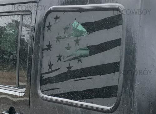 Abgenutzter USA-Flaggen-Seitenscheiben-Vinylaufkleber 2 Aufkleber für Jeep Wrangler JKU