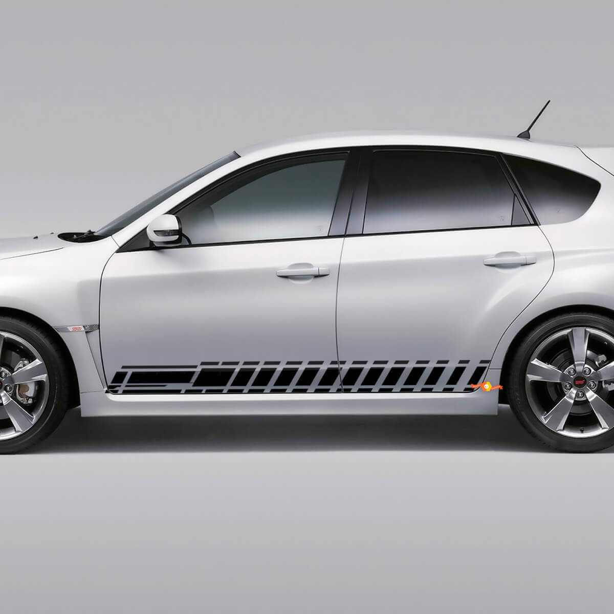 Kariertes Vinyl-Streifen-Set für die Seitenverkleidung des Subaru Impreza Hatchback WRX STI 2007-12