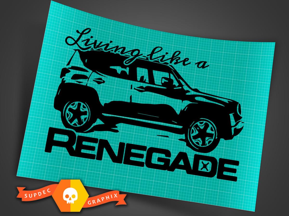 Leben wie ein Jeep Renegade Logo Grafik Vinyl Aufkleber Aufkleber Fahrzeug hinten SUV 1x