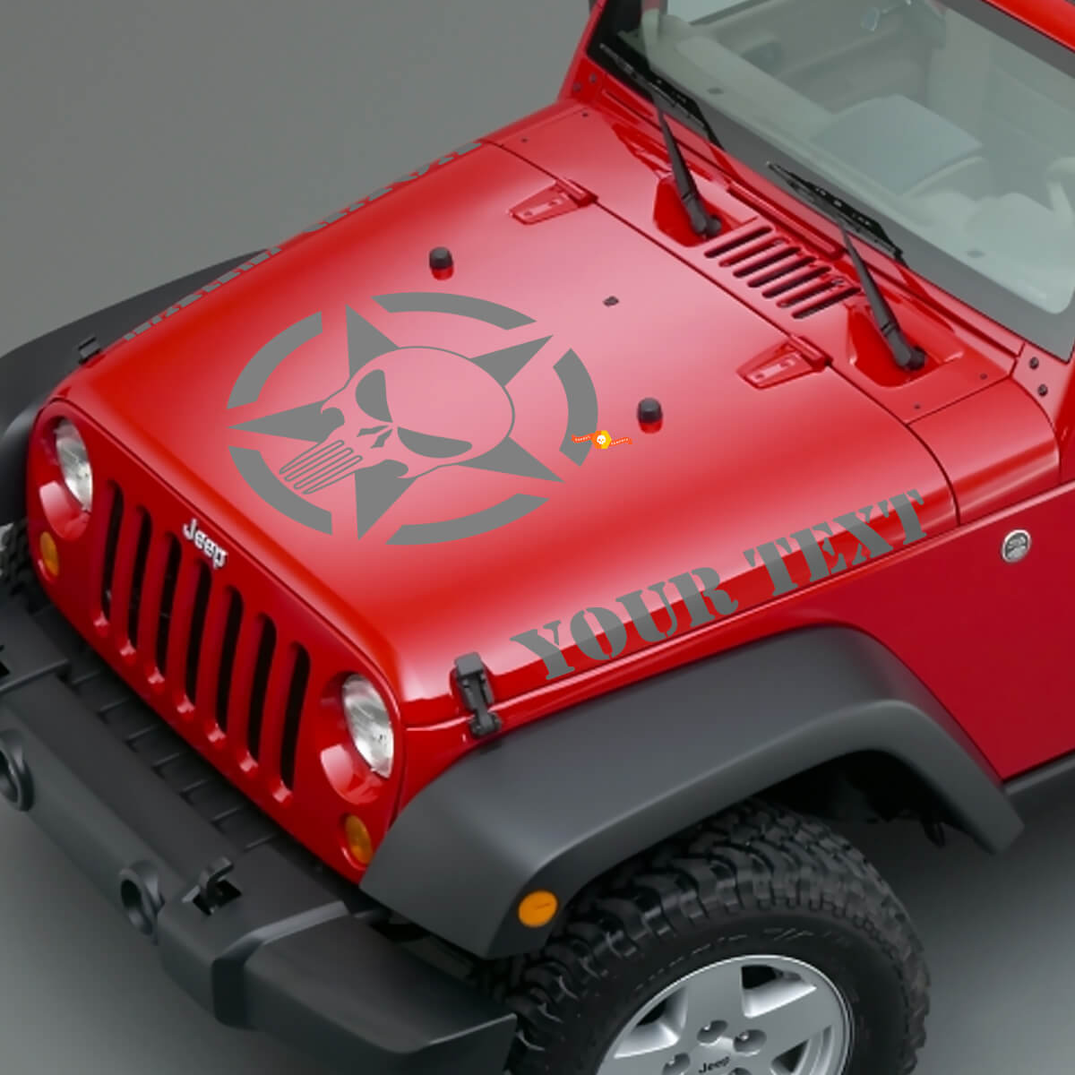 Punisher-Schädel Armee Stern Motorhauben Vinyl-Aufkleber für Jeep Wrangler