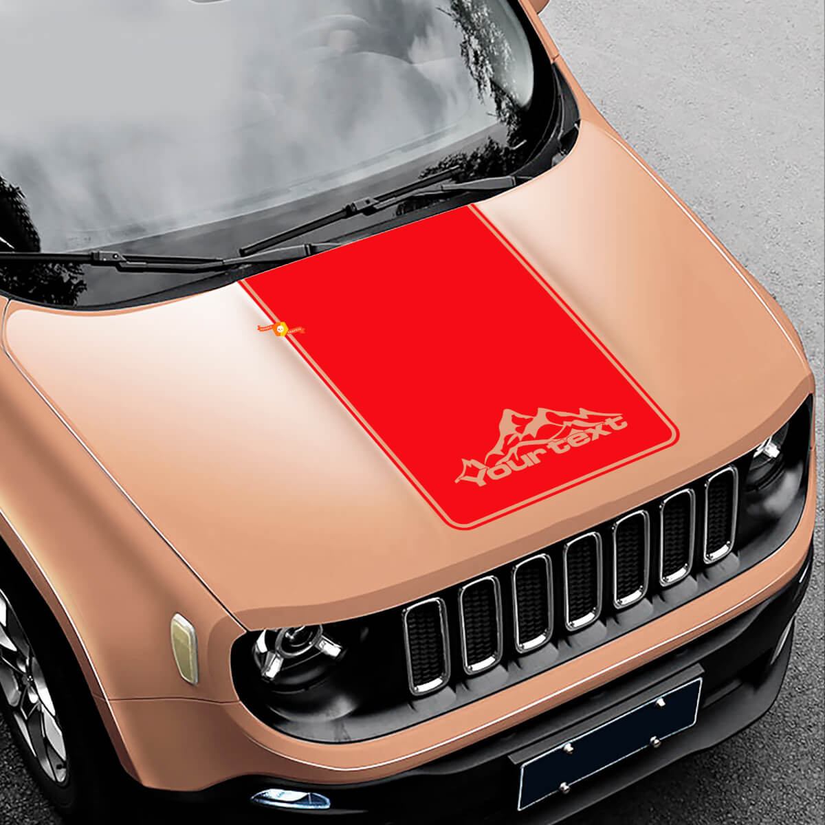 Mountains Style Blackout Vinyl Motorhaubenaufkleber 2 für Jeep Renegade