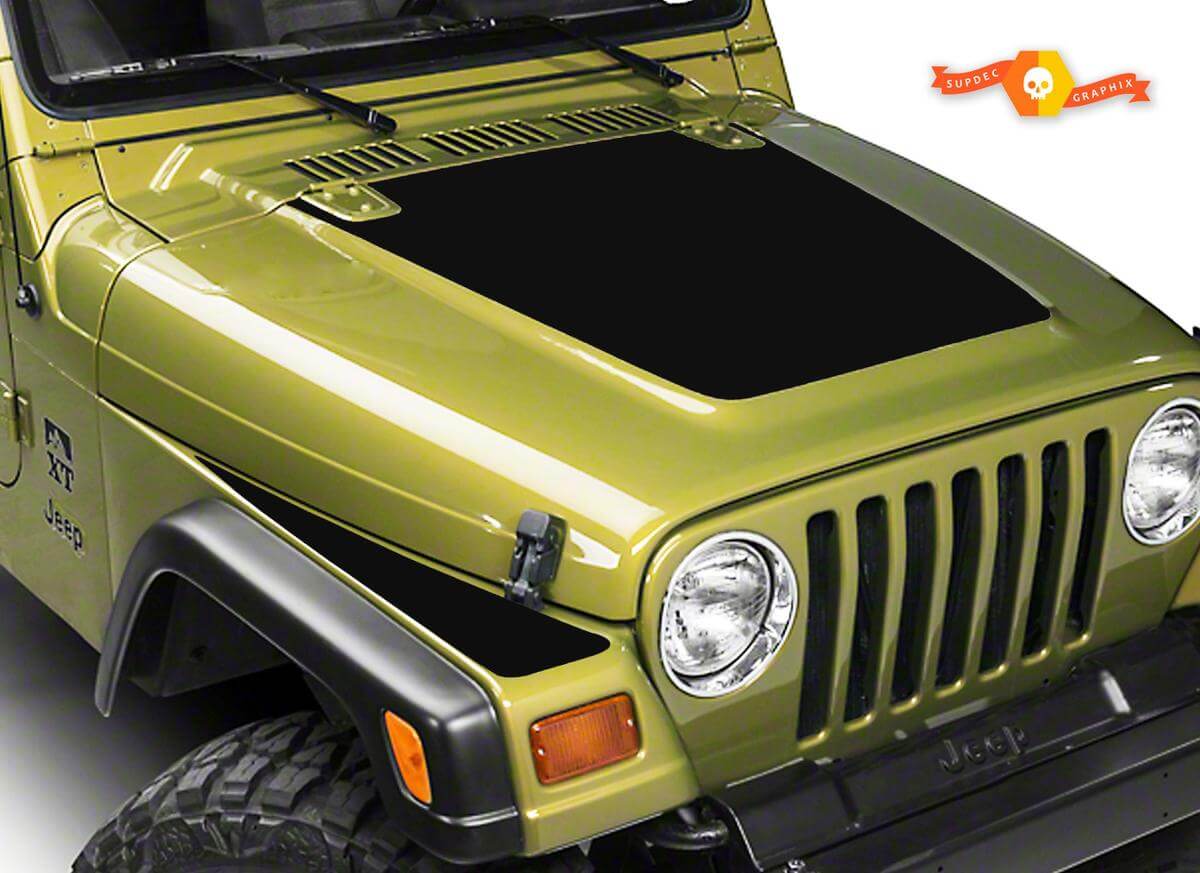 Abdunkelungsstreifen Hauben- und Kotflügel-Vinyl-Aufkleberset für Jeep Wrangler 1997-2006