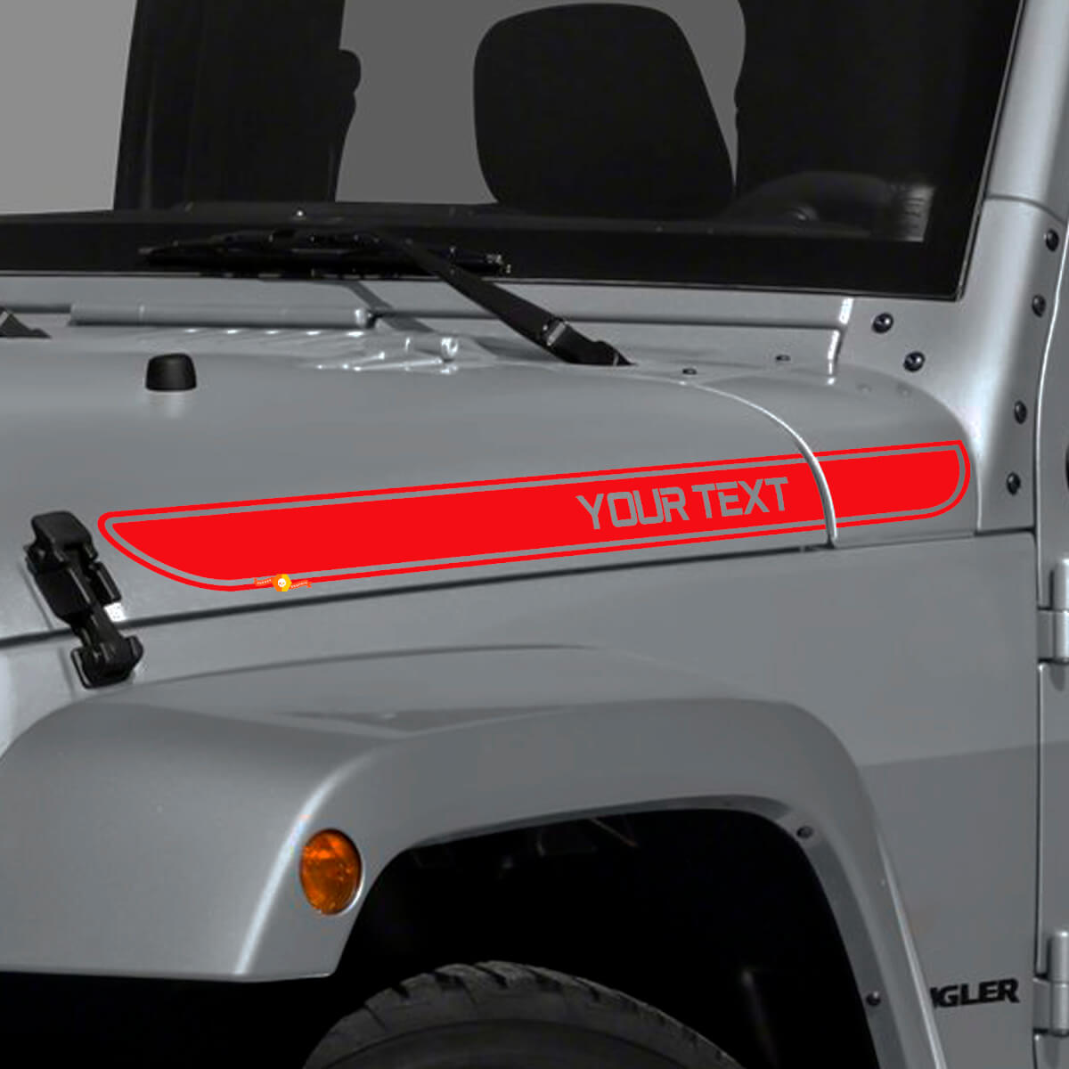 Benutzerdefinierter Schriftzug-Streifen Motorhauben-Vinylaufkleber für Jeep Wrangler