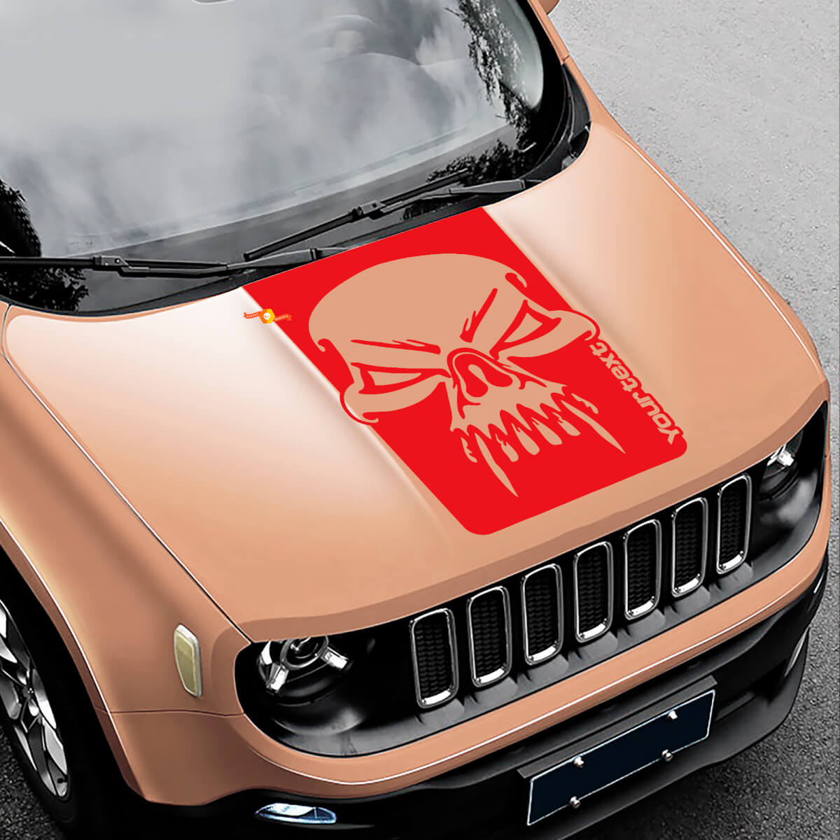 Totenkopf-Grunge-Grafik Motorhauben-Vinylaufkleber Seitenaufkleber für Jeep Renegade