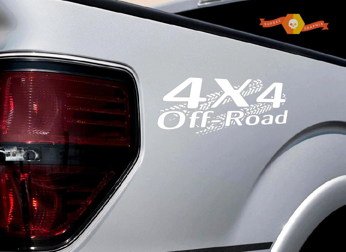 4 x 4 OFF ROAD Reifenspur Aufkleber Aufkleber LKW TRD Tacoma Jeep Dodge Chevy Ford Wht