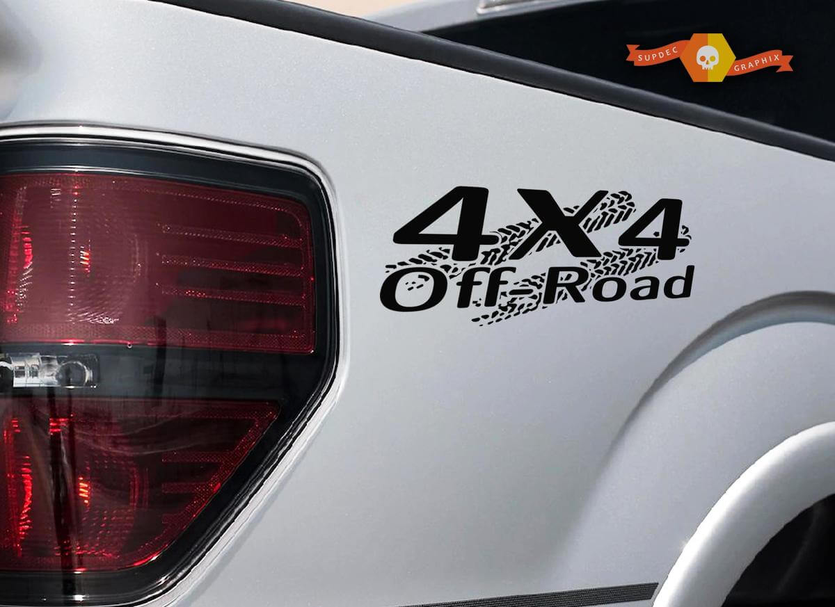4 x 4 OFF ROAD Reifenspur Aufkleber Aufkleber LKW TRD Tacoma Jeep Dodge Chevy Musclecar Blk