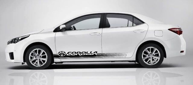 Markierte Kariert Seitenstreifen Vinyl Aufkleber Set für Toyota Corolla