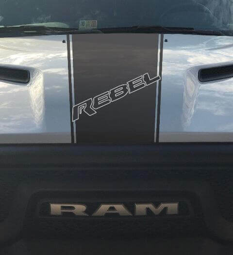 Rebel 5,7L Motorhauben-Rennstreifen-Vinylaufkleber für Dodge Ram (Werksstil)
