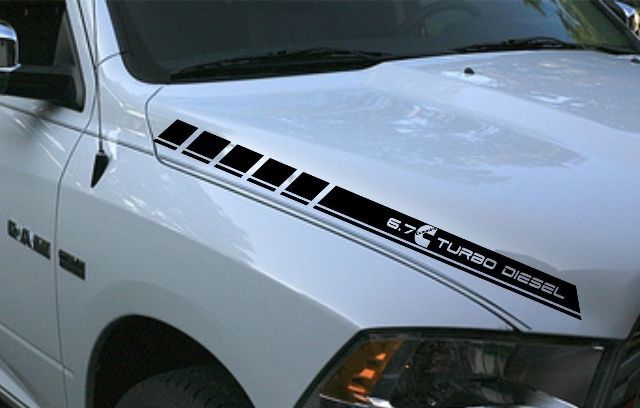 Dodge Ram 2 Vinyl Motorhaubenstreifen 6,7 l Turbodiesel Aufkleber Hemi Mopar Graphics Rt