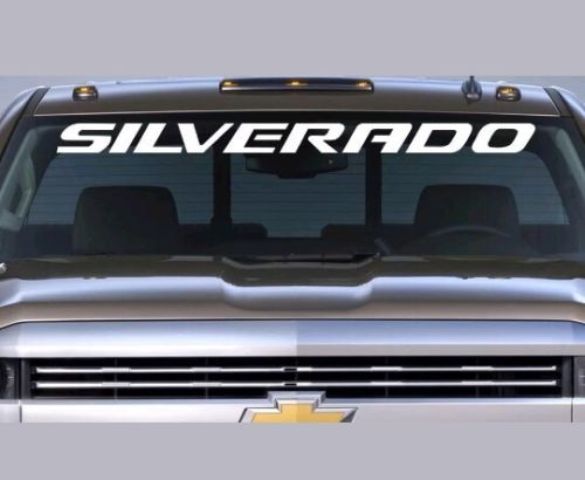 Chevrolet SILVERADO Windschutzscheibe Grafik Vinyl Aufkleber Aufkleber Fahrzeug Logo WEISS
