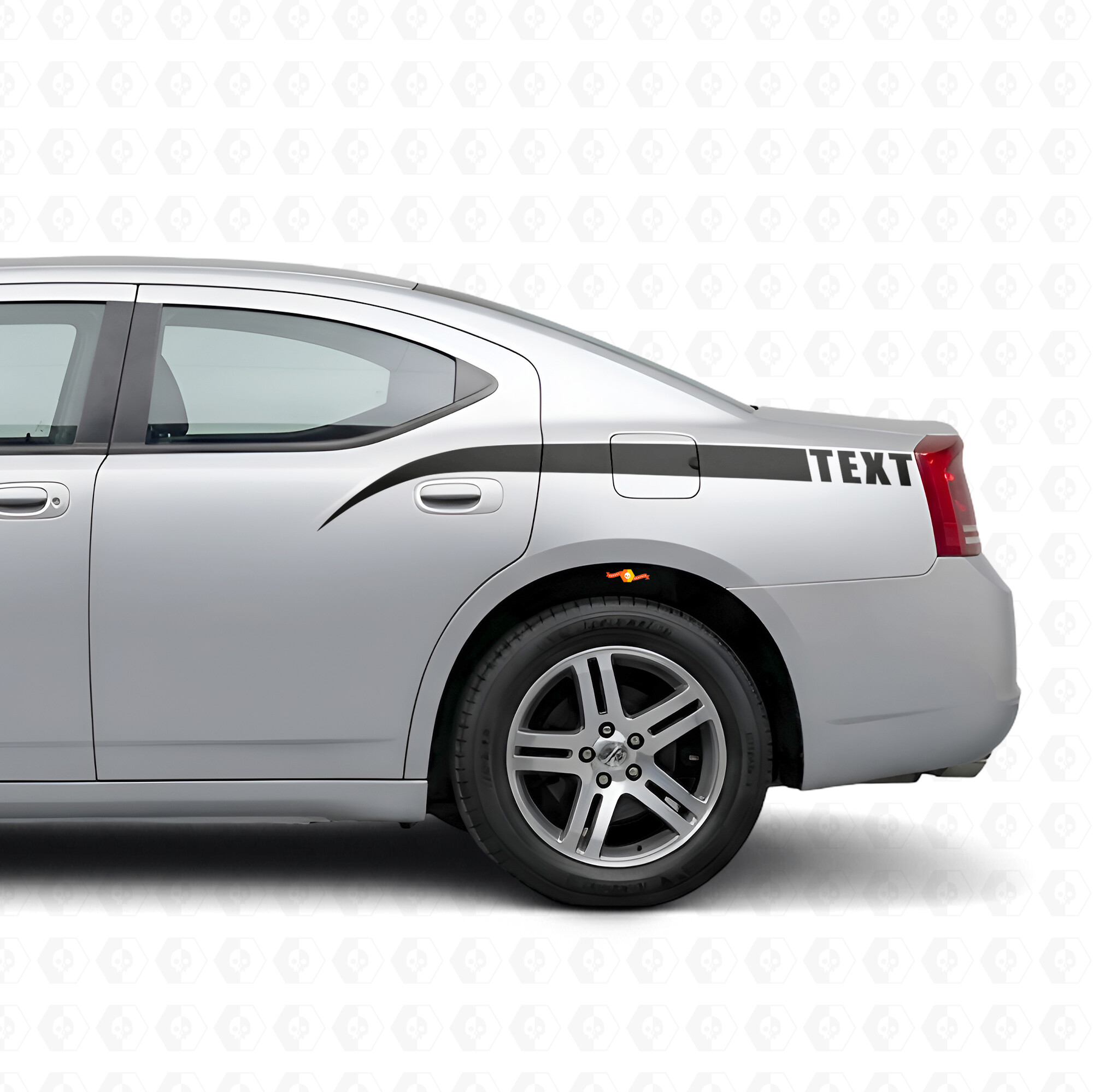 Gebogene Akzentstreifen & benutzerdefinierte Text-Seitenvinylaufkleber für Dodge Charger 2006-2010