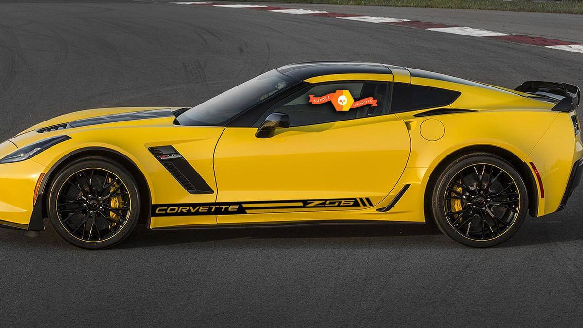 Rennseitlicher Vinyl-Streifen-Aufkleber für Chevrolet Corvette Z06 C6 C7 2005-2018