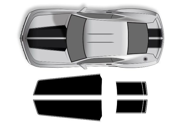 Chevrolet Camaro (2010-2015) Custom Vinyl Decal Wrap Kit - gerade Kapuzen- und Kofferraumstreifen