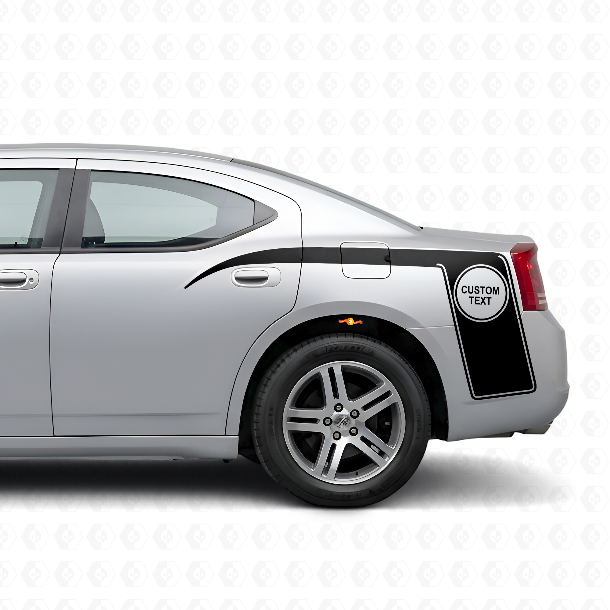 Kundenspezifischer Text & Krallen-Streifen-Stil Seitlicher Vinyl-Aufkleber für Dodge Charger 2006-2010
