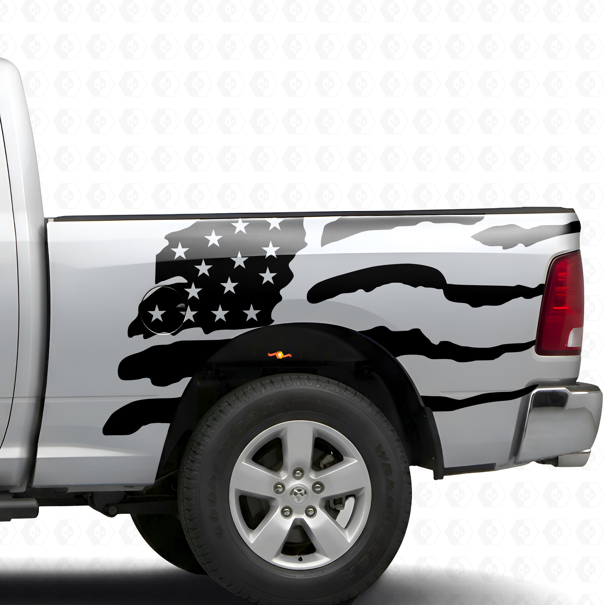 USA-Flagge im Splash-Stil Seitenwand Vinyl-Aufkleber für Dodge Ram 1500