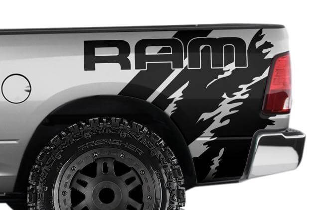 Ram Used-Look Heck Seiten Vinyl Aufkleber Set für Dodge Ram 1500-3500 2009-18
