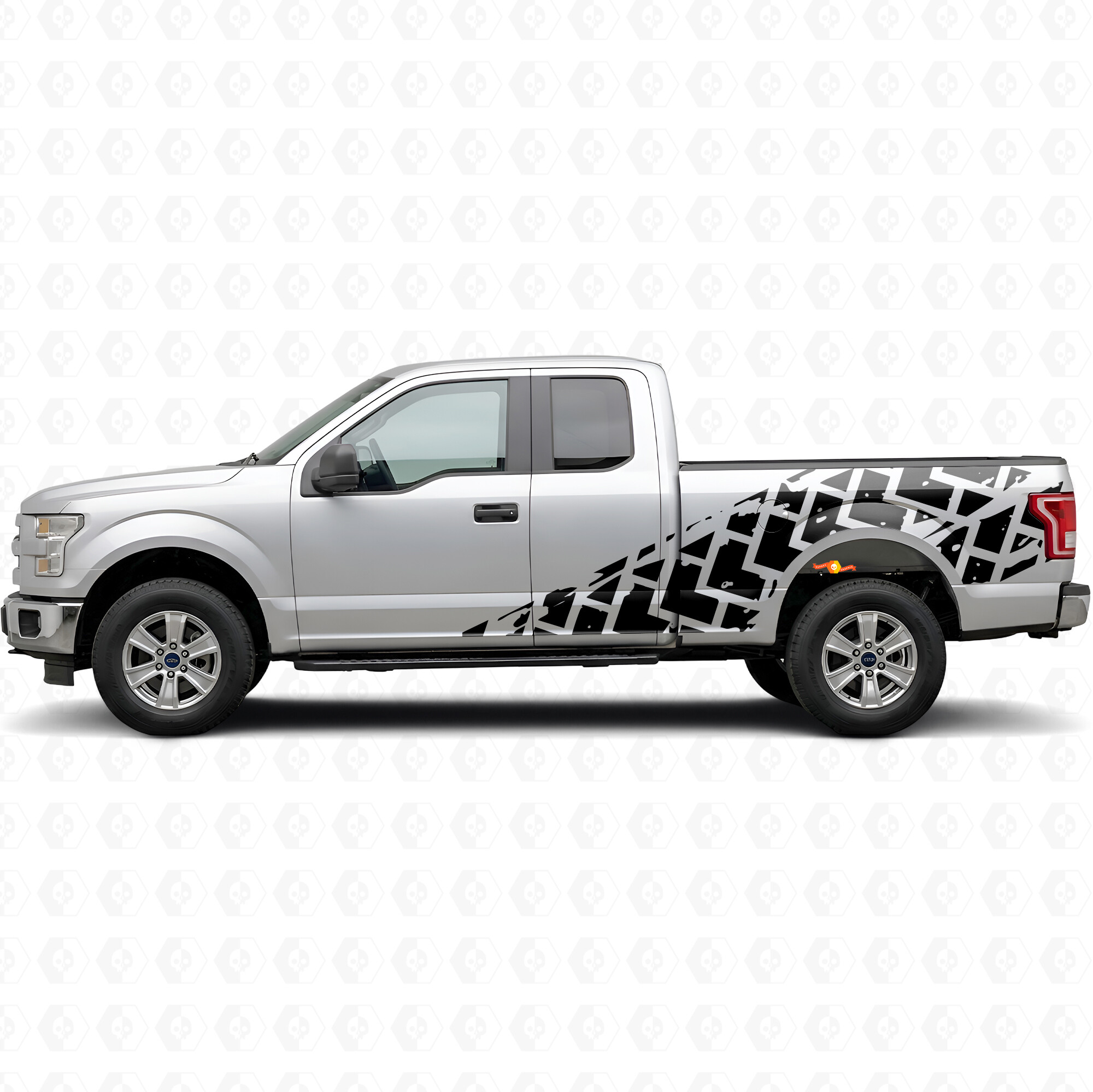 Großes Reifenspuren-Streifen Seiten-Vinyl-Dekor Kit für Musclecar Truck 2015-2017