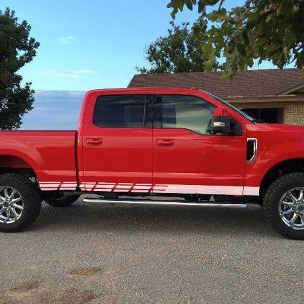 Schachbrettmuster Streifen Seitenschweller Vinyl Aufkleber Set für Musclecar F-250 Super Duty