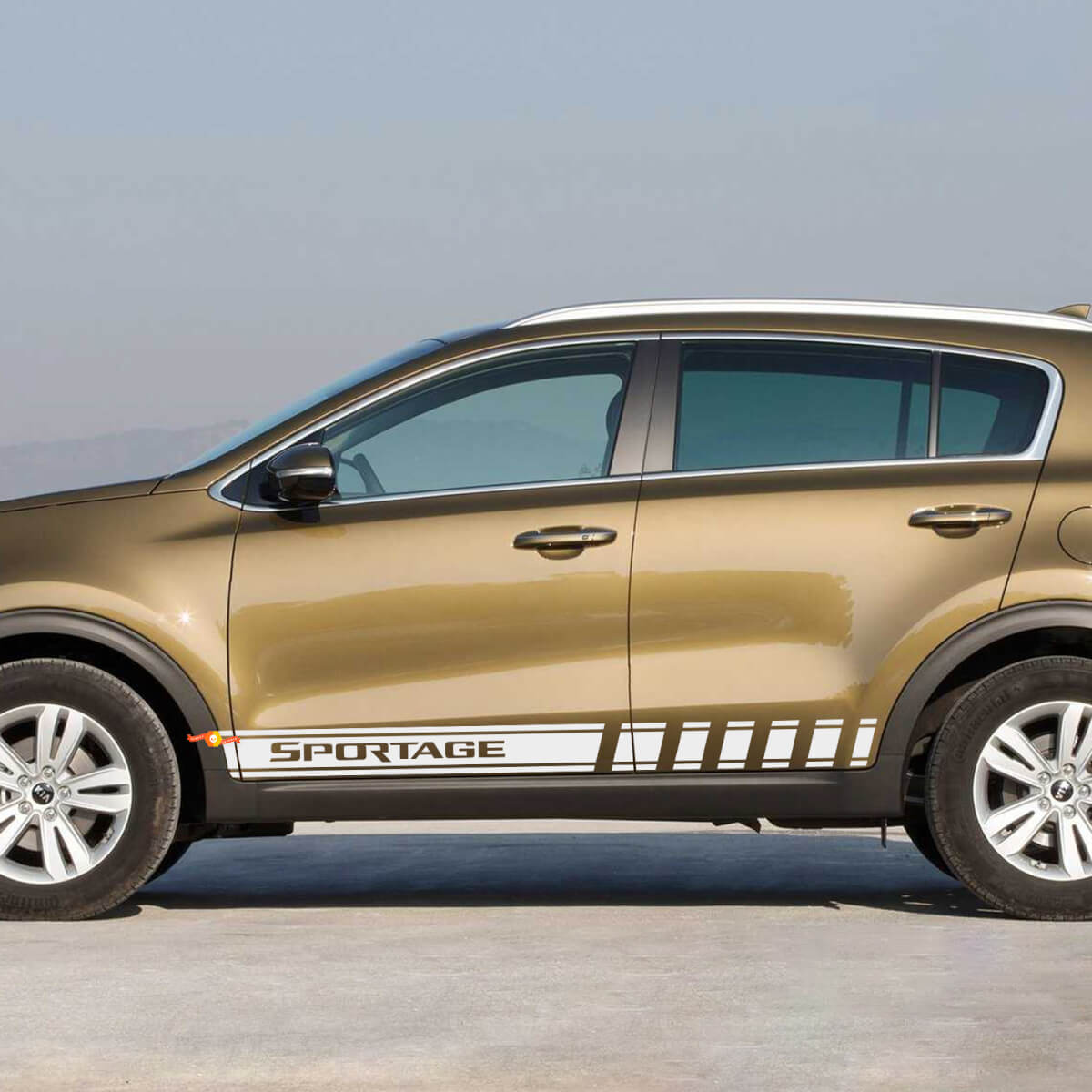 Vinyl-Aufkleber mit seitlichen Rennstreifen, passend für Kia Sportage
