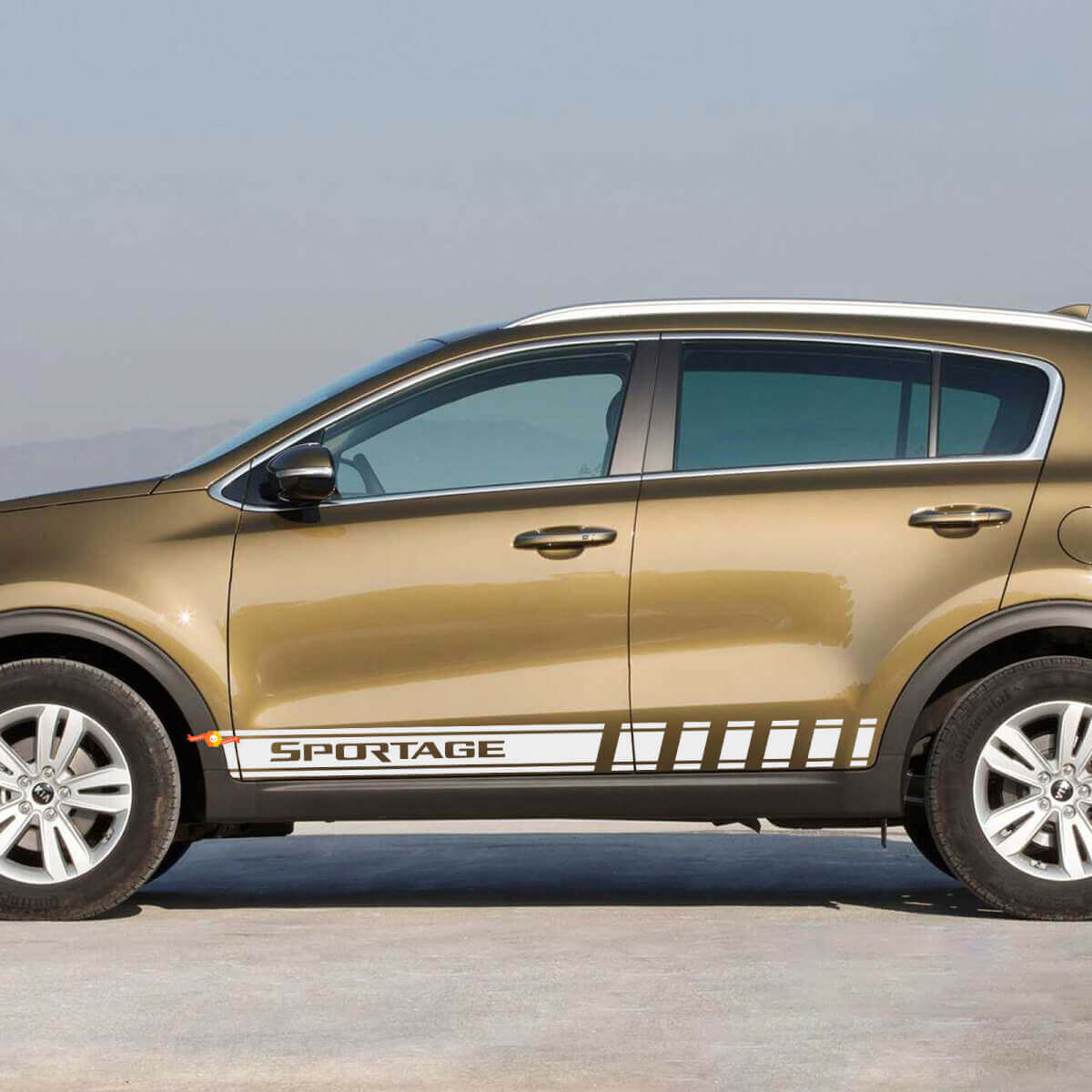 Vinyl-Aufkleber mit seitlichen Rennstreifen, passend für Kia Sportage
