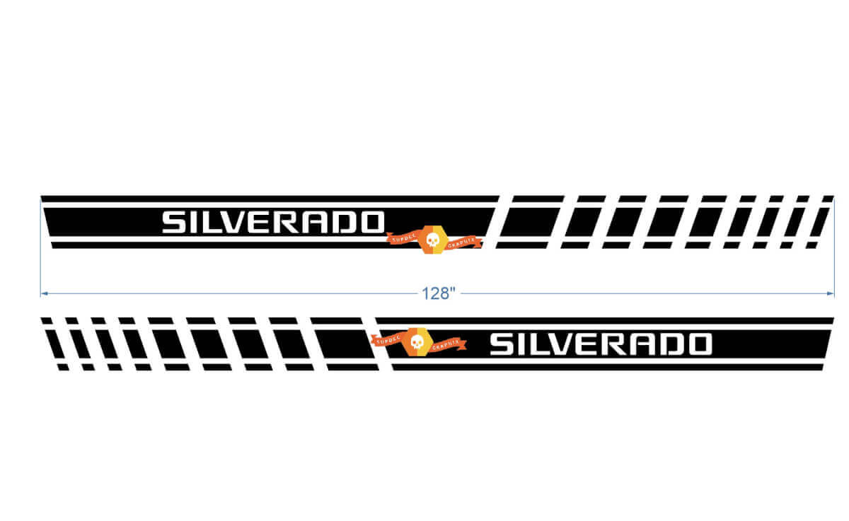 2X mehrfarbige Grafiken Chevrolet Silverado Car Racing Vinyl-Aufkleber, 128