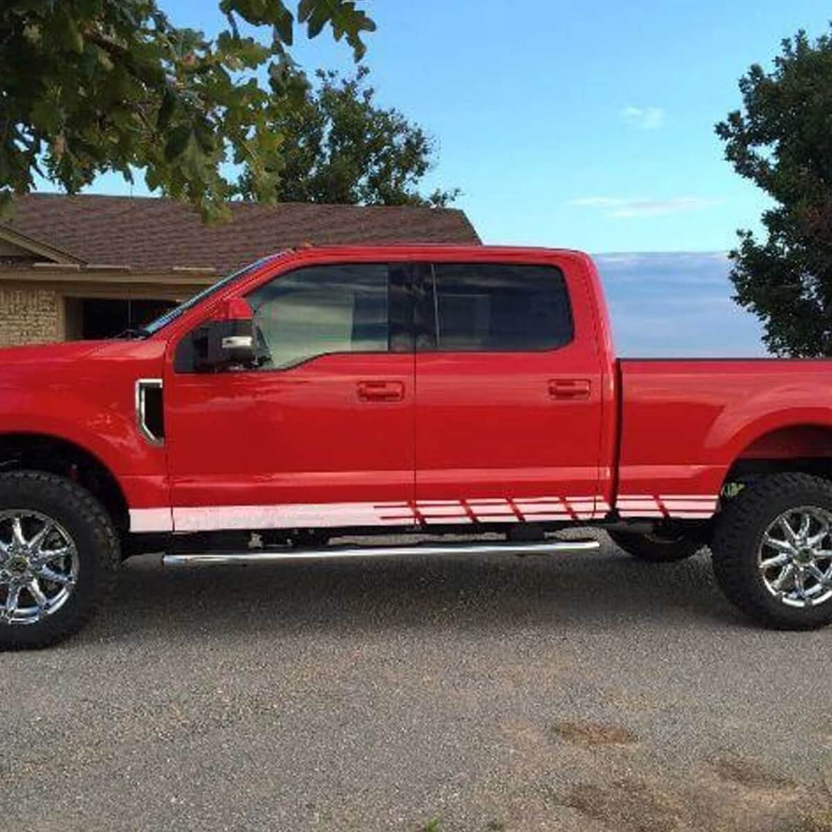 Karomuster-Streifen Schweller-Vinylaufkleber 2er-Set für Musclecar F-250 Super Duty