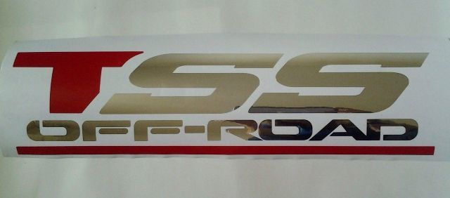 TOYOTA TSS OFF ROAD DECALS AUFKLEBER, rot und chromsilber (SET)