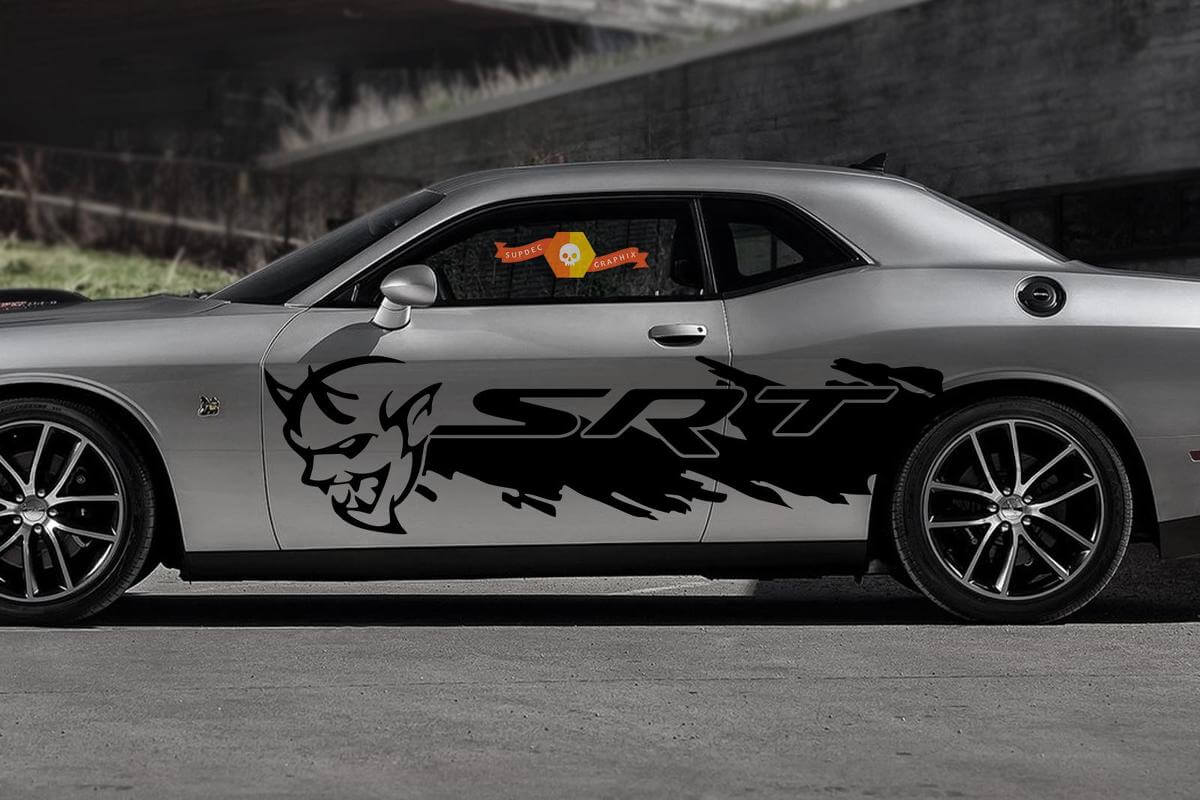 Demon-Style Seitenspritz-Grunge-Vinyl-Aufkleber-Set für Dodge Challenger