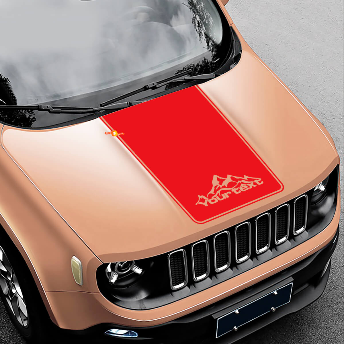 Mountains-Grafik-Beschriftung Motorhauben-Vinylaufkleber für Jeep Renegade