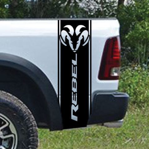 Dodge Ram Rebel Seitenstreifen Bett Logo Truck Vinyl Aufkleber Grafik Chrom