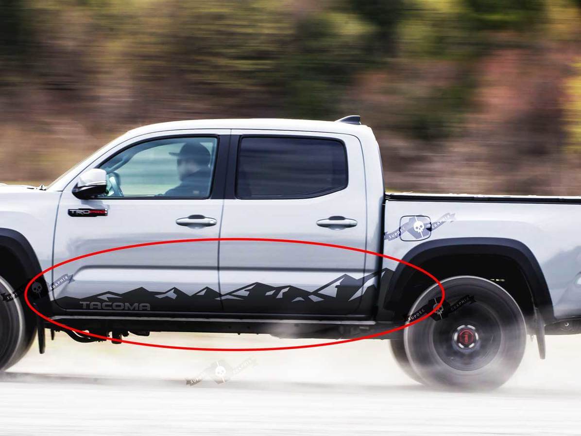 Mountain Style Seitenschweller Vinyl-Aufkleber-Set für Toyota Tacoma 2004-21