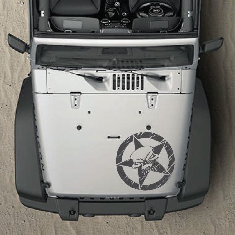 Vinyl-Aufkleber mit Military-Stern im Used-Look für Jeep Wrangler Motorhaube