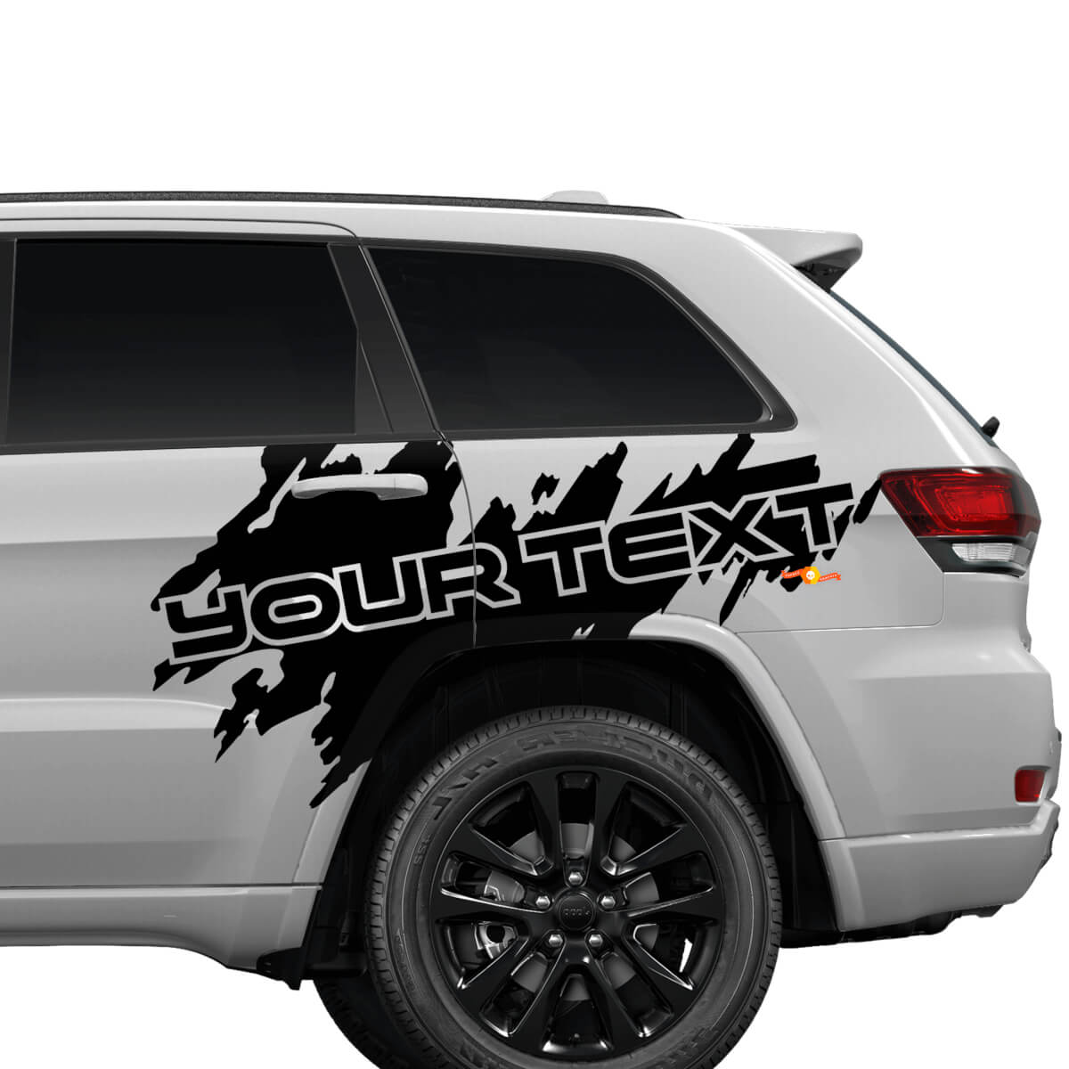 Benutzerdefinierter Text Spritzfleck Hecktür Seitenaufkleber Aufkleber für Jeep Cherokee Trailhawk