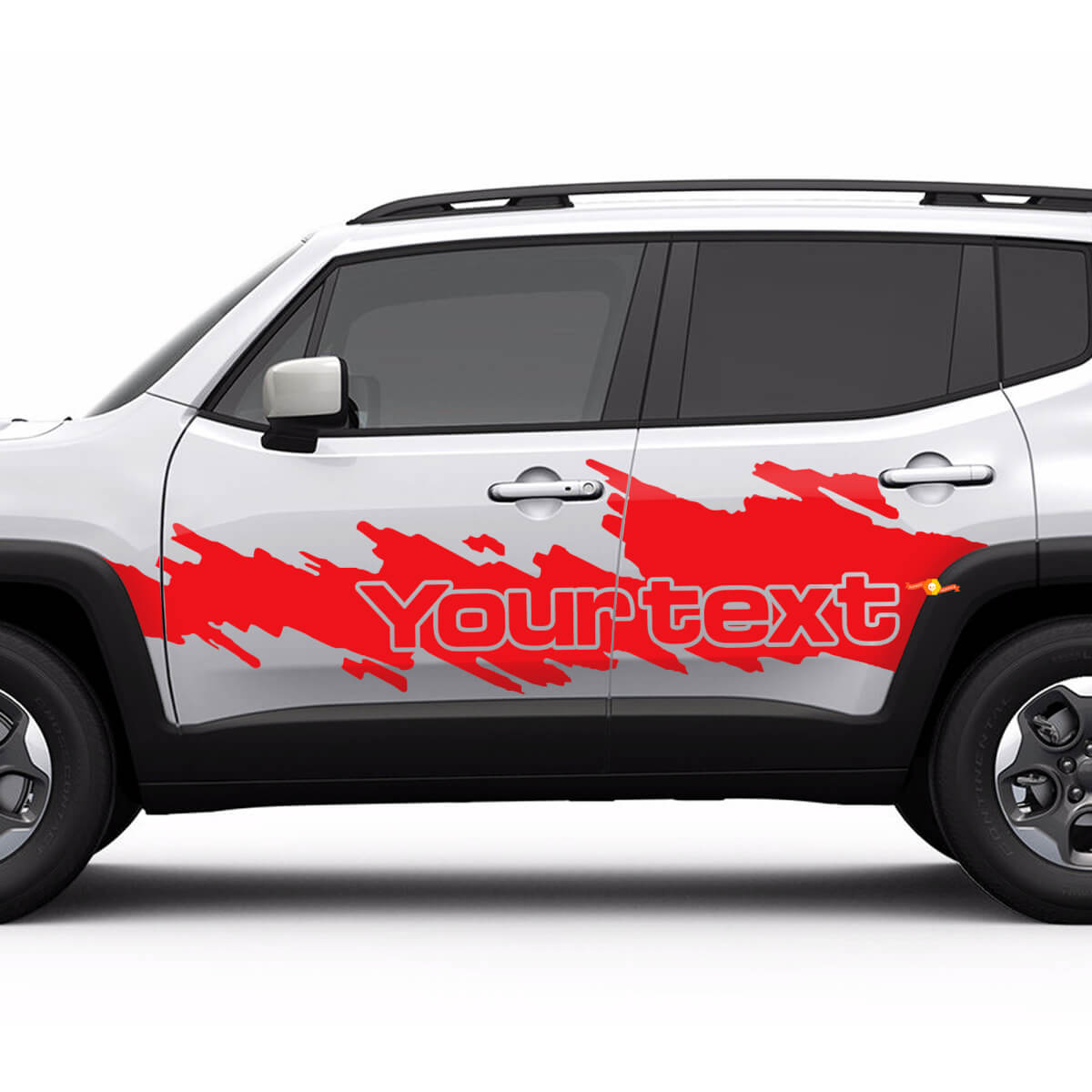 Benutzerdefinierter Text Spritzfleck Grafik Seitentüren Vinylaufkleber für Jeep Renegade