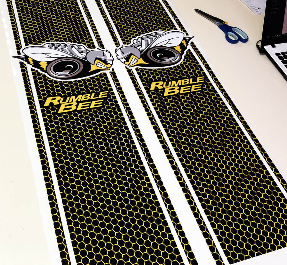 Rumble Bee Honeycomb Bettseitenstreifen Vinylaufkleber Set für Dodge Ram 1500 2500