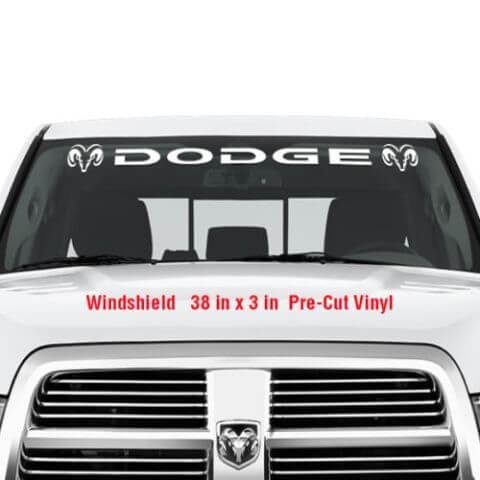 DODGE Windschutzscheiben-Vinyl-Aufkleber, grafischer Aufkleber, LKW-RAM-Hemi-Logo