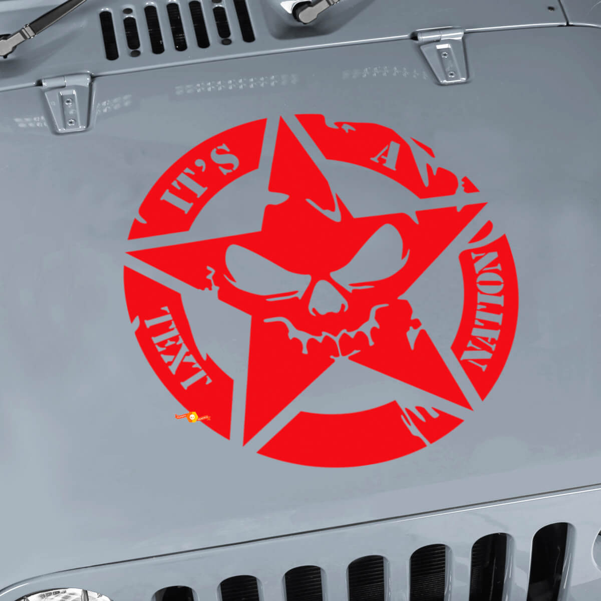 Individuelles Text Military Star Skull Hauben-Vinylaufkleber für Jeep Wrangler JK CJ TJ