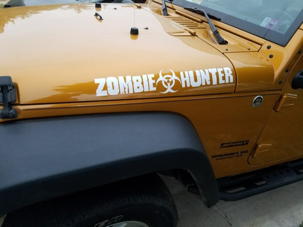 2 x ZOMBIE HUNTER EDITION für JEEP Wrangler CJ TJ YJ JK Motorhaube Vinyl-Aufkleber