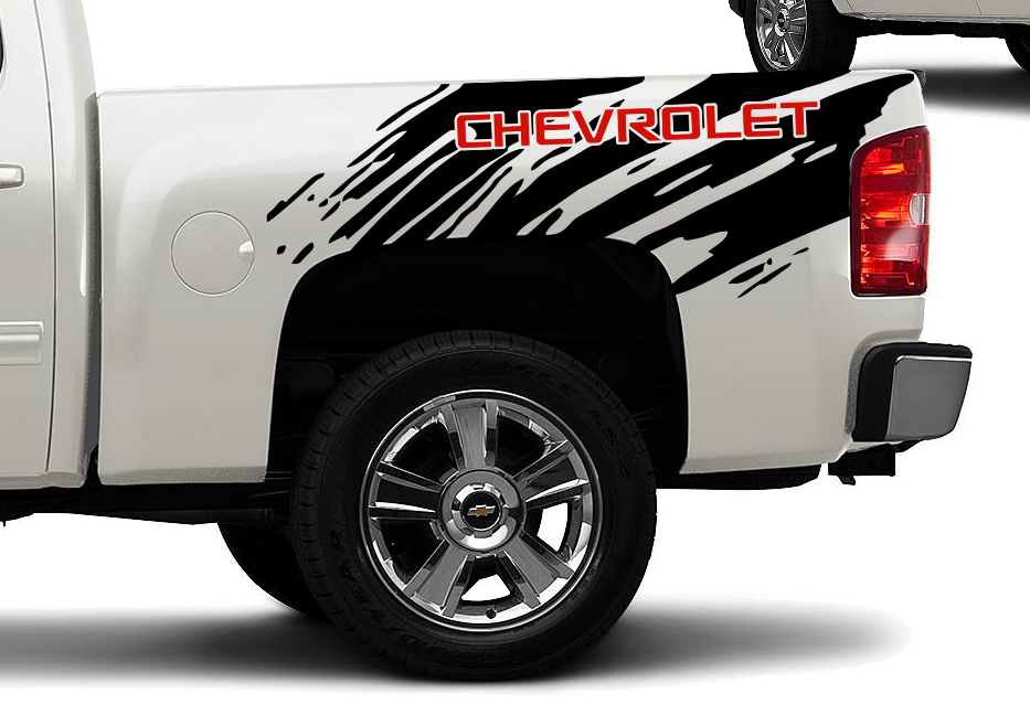 2 Farbe Chevrolet Chevy Splash Grunge Logo Truck Vinyl Aufkleber Bett Grafik
