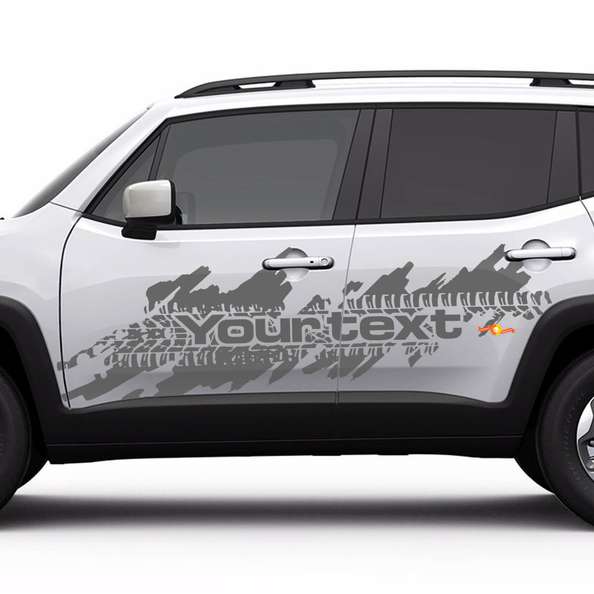 Individuelles Text-Reifenspuren-Seitenspritz-Grafik-Vinylaufkleber für Jeep Renegade