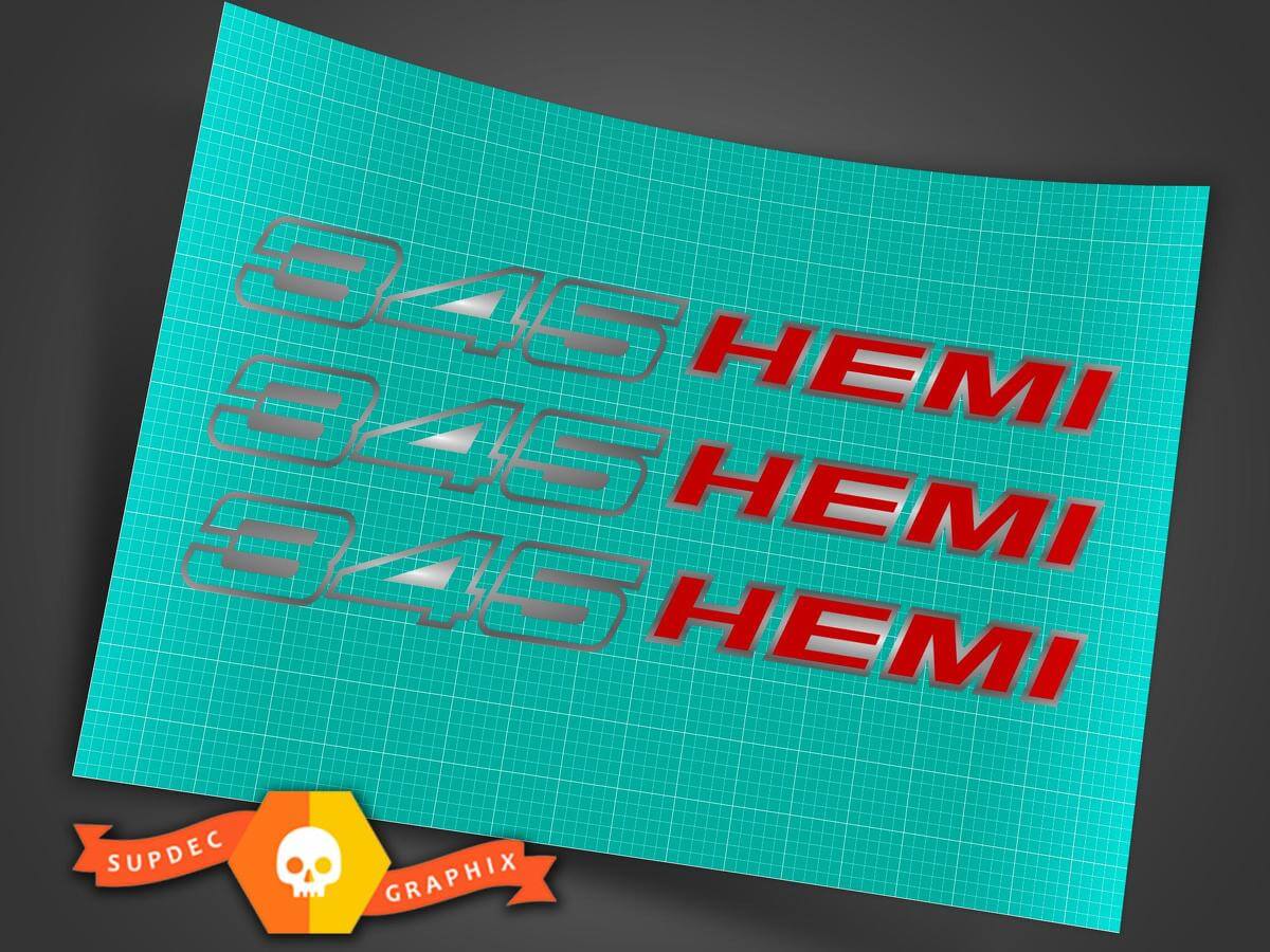 345 HEMI 5.7L Haubenaufkleber Paar für Dodge Challenger Charger