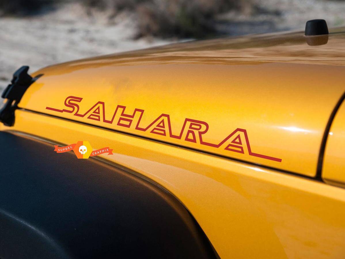 Outline Sahara Hauben-Seiten-Vinylaufkleberset für Jeep Wrangler