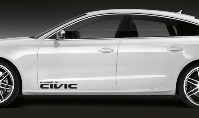 2 Stück Powered by CIVIC 15 Zoll breiter Vinyl-Aufkleber mit Logo-Grafik für Honda