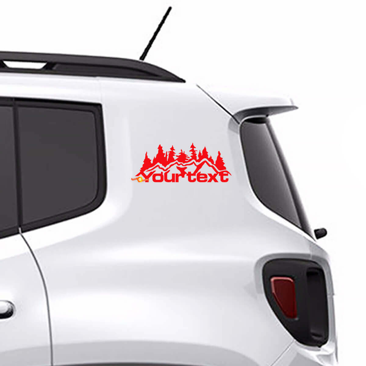 Individuell bedruckter Berge Wald Vinylaufkleber Grafik 2 für Jeep Renegade