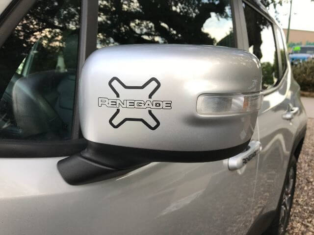 2 Stück RENEGADE Vinyl-Spiegelaufkleber Aufkleber Grafik JEEP RENEGADE Typ1