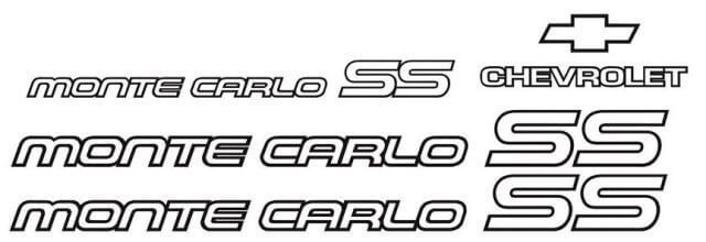 Chevrolet Monte Carlo SS Restaurations-Vinyl-Aufkleber-Set für 1985-1986