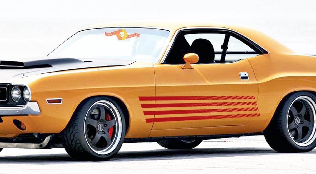 Rally Seiten-Strobo-Streifen Vinylaufkleber-Set für Dodge Challenger 1972–1974