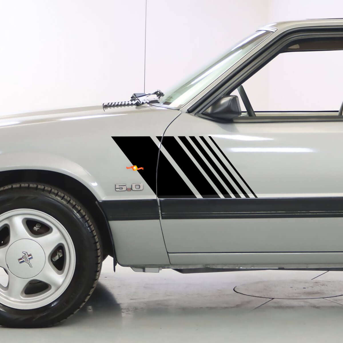 1979-1993 Ford Mustang verblasste Seitenstreifen Strobe-Aufkleber Aufkleber Aufkleber Kit 79-93
