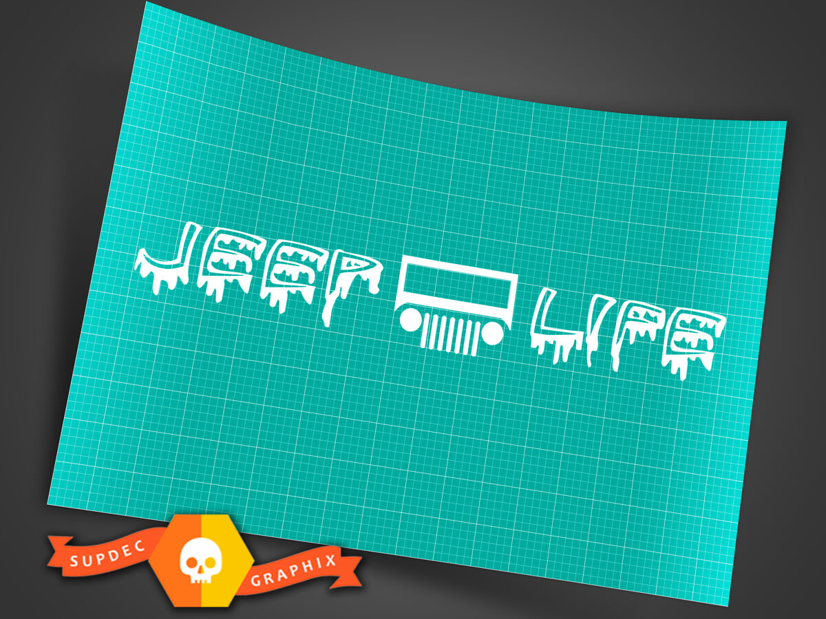 Jeep Life – 76,2 cm breiter Visieraufkleber, Fensteraufkleber, Grafik